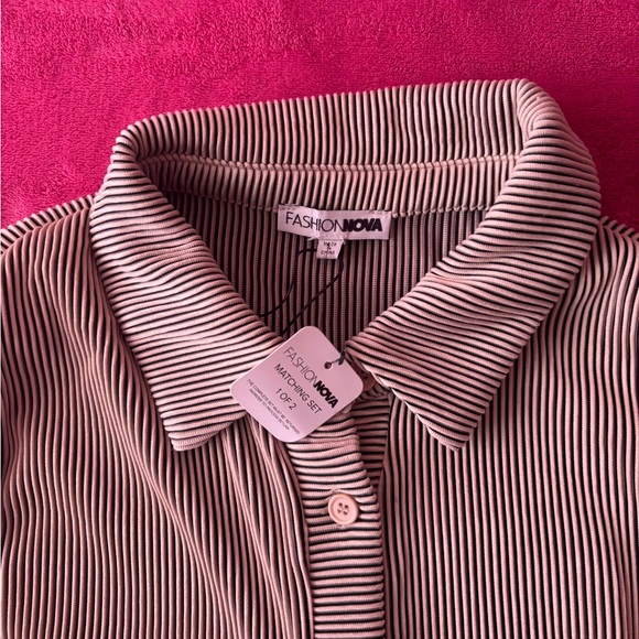 Fashion Nova Stripe Nude Set - Picture 3 of 6